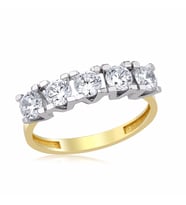 Beştaşlı Alyans Yüzük 14 Ayar Altın 2.82 Gram (Çok Renkli)