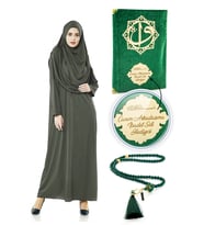 İsme Özel Anneler Günü Hediyesi Namaz Elbisesi Seti Haki