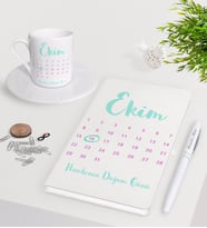 BK Gift Kişiye Özel Doğum Günü Takvim Beyaz Defter Kalem Türk Kahvesi Fincanı Seti-1 (Model 1)