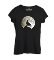 Kurt ve Ay Siyah Kadın Tshirt