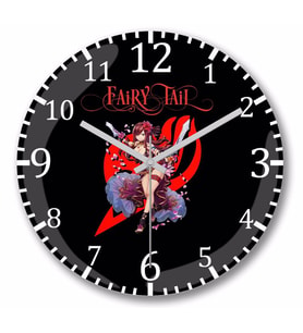 Fairy Tail Erza Scarlet Anime Duvar Saati Bombeli Gercek Cam