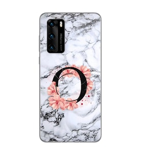 Mermer Çiçekli Harf Tasarım Süper Şeffaf Silikon Telefon Kılıfı Huawei P40 Pro O
