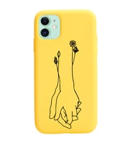 Iphone 11 Çizgi Tasarımlı Sarı Lansman Telefon Kılıfı