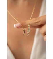 Anne ve Çocuk Model 14 K Rose / Altın Kaplama Kadın Kolye (Altın)