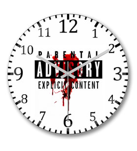 Parental Advisory Explicit Content Duvar Saati Bombeli Gercek Cam