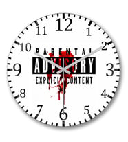 Parental Advisory Explicit Content Duvar Saati Bombeli Gercek Cam