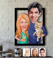 BK Gift Kişiye Özel Evcil Dost Aile Karikatürlü 3D Ahşap Tablo-8
