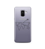 Çizgi Harita Tasarımlı Süper Şeffaf Silikon Telefon Kılıfı Samsung A8 (2018)  