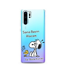 Snoopy Tasarımlı Süper Şeffaf Silikon Telefon Kılıfı Huawei P30 Pro
