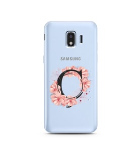 Pembe Çiçekli Harf Tasarım Süper Şeffaf Silikon Telefon Kılıfı Samsung J2 Pro (2