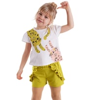 Muzip Kediler Kız Çocuk T-shirt Şort Takım