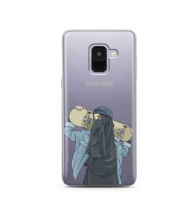 Kaykay Kız Tasarım Süper Şeffaf Silikon Telefon Kılıfı Samsung A8 (2018)  
