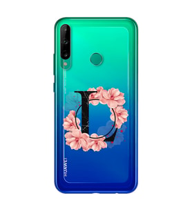 Pembe Çiçekli Harf Tasarım Süper Şeffaf Silikon Telefon Kılıfı Huawei P40 Lite E
