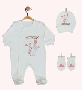 Pia Baby Gl 1941-01 İsme Özel Üçlü Tulum Set