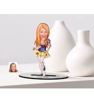 BK Gift Kişiye Özel Kadın Karikatürlü Ahşap Biblo Model (Beyaz)