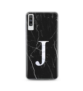 Samsung A70 Siyah Mermer Harf Tasarımlı Telefon Kılıfı J-Harfi 