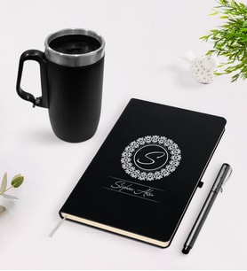 BK Gift Kişiye Özel İsimli Siyah Defter Kalem Termos Mug Seti - 2