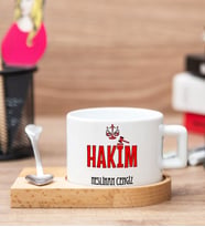 Hakime Hediye Ahşap Altlıklı Fincan