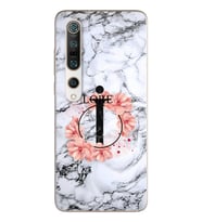 Mermer Çiçekli Harf Tasarım Süper Şeffaf Silikon Telefon Kılıfı Xiomai Mi10- Mi 