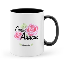 BK Gift Kişiye Özel Canım Annem Siyah Kupa Bardak  15