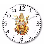 Ganesha  Duvar Saati Bombeli Gercek Cam
