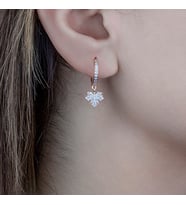 Afrodit Silver Roze Rengi Çınar Yaprağı Tasarım Gümüş Küpe