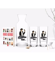BK Gift Kişiye Özel Renkli Baskılı Hangimiz Sevmedik Çılgınlar Gibi Tasarımlı İkili Rakı Bardağı Karaf ve Cep Kitabı Hediye Seti-8 (Model 1)