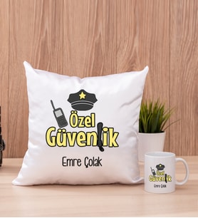 Özel Güvenlik Kare Yastık ve Beyaz Kupa Bardak