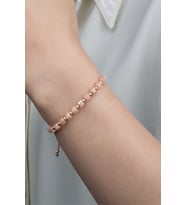 Milades 14 Ayar Altın Pembe Taşlı İpli Bileklik