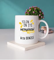 Yılın En İyi Hemşiresi Tasarımlı Hemşireye Hediye Hemşire Kupa Bardak ve Taş Bardak Altlığı Seti