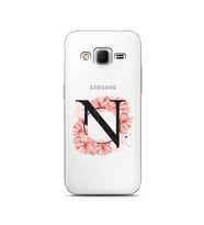Pembe Çiçekli Harf Tasarım Süper Şeffaf Silikon Telefon Kılıfı Samsung Core Prim