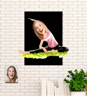Kişiye Özel Hediye Yoga Karikatür Ahşap Tablo