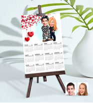 BK Gift Kişiye Özel 15x21 cm Fotoğraf Kartlı Sevgililer Karikatürlü Şövaleli 2024 Takvim -7 (Beyaz)