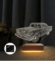 Klasik Araba 3d Led Lamba Masa Gece Lambası (Sarı)