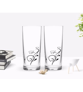 BK Gift Kişiye Özel Renkli Baskılı İsimli Tasarımlı İkili Rakı Bardağı Seti-122 (Beyaz)