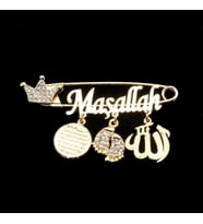 Sahi Aksesuar Maşallah Yazılı Bebek Yaka İğnesi 37 (Sarı)