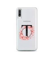 Pembe Çiçekli Harf Tasarım Süper Şeffaf Silikon Telefon Kılıfı Samsung A70 T-Har