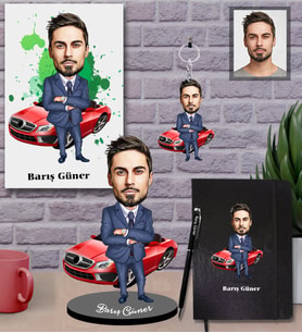 Kişiye Özel Patron Karikatürlü 5 li Hediye Seti Bay-15
