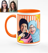 BK Gift Kişiye Özel Türbanlı Karikatürlü Turuncu Kupa Bardak 37t735