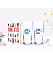 BK Gift Kişiye Özel Renkli Baskılı Erzurum Tasarımlı Turistik İkili Rakı Bardağı ve Rakı Cep Kitabı Hediye Seti-1 (Model 1)