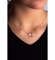 Sedef Taşlı Papatya Rose Altın Kaplama Gümüş Kolye 925 Ayar