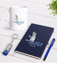 BK Gift Kişiye Özel Diş Hekimi Temalı Lacivert Defter Kalem Kupa 32gb USB Bellek Hediye Seti-3 (Model 1)