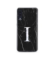 Samsung A50 Siyah Mermer Harf Tasarımlı Telefon Kılıfı I-Harfi 
