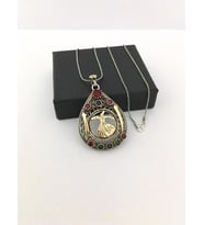 GÜMÜŞ TELKARİ DAMLA SEMAZEN FİGÜRLÜ KOLYE