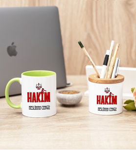 Hakim Yeşil Kupa Bardak Ve Kalemlik Seti