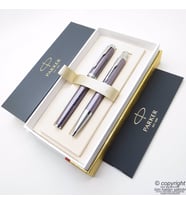 Parker IM Premium Desenli Mor Dolma Kalem + Tükenmez Kalem  İsme Özel Kalem  Hediyelik Kalem