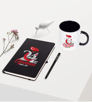BK Gift Kişiye Özel Bugün Günlerden Öğretmen Temalı Siyah Defter Kalem Kupa Seti - 2