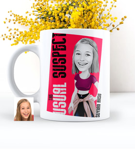 BK Gift Kişiye Özel Bayan Olağan Şüpheli Karikatürlü Beyaz Kupa Bardak - 1