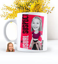 BK Gift Kişiye Özel Bayan Olağan Şüpheli Karikatürlü Beyaz Kupa Bardak - 1
