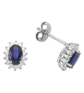 Sirius Pırlanta ve Oval Safir Taşlı Anturaj Küpe 0717E0024